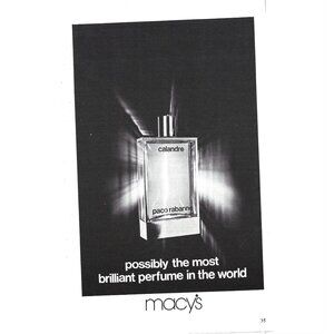 Paco Rabanne Calandre Perfume 1970s Vintage Print Ad Macy's
